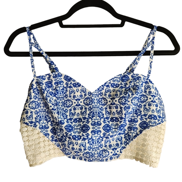 NWT LF Boutique Mika & Gala Crop Tank Top - Blue & White - Picture 5 of 5